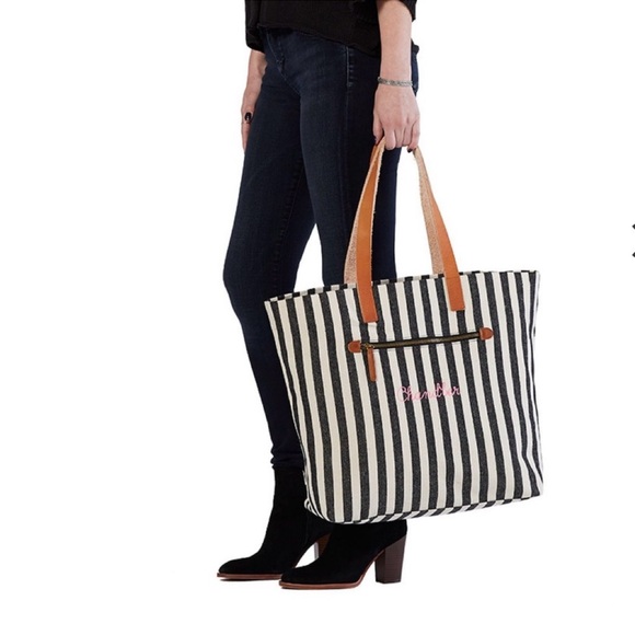 Pottery Barn Kids Striped Mason Diaper Tote Bag pockets canvas - Picture 10 of 12